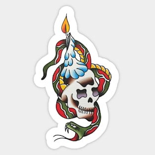 Candle Snake Skull Tattoo Design Sticker